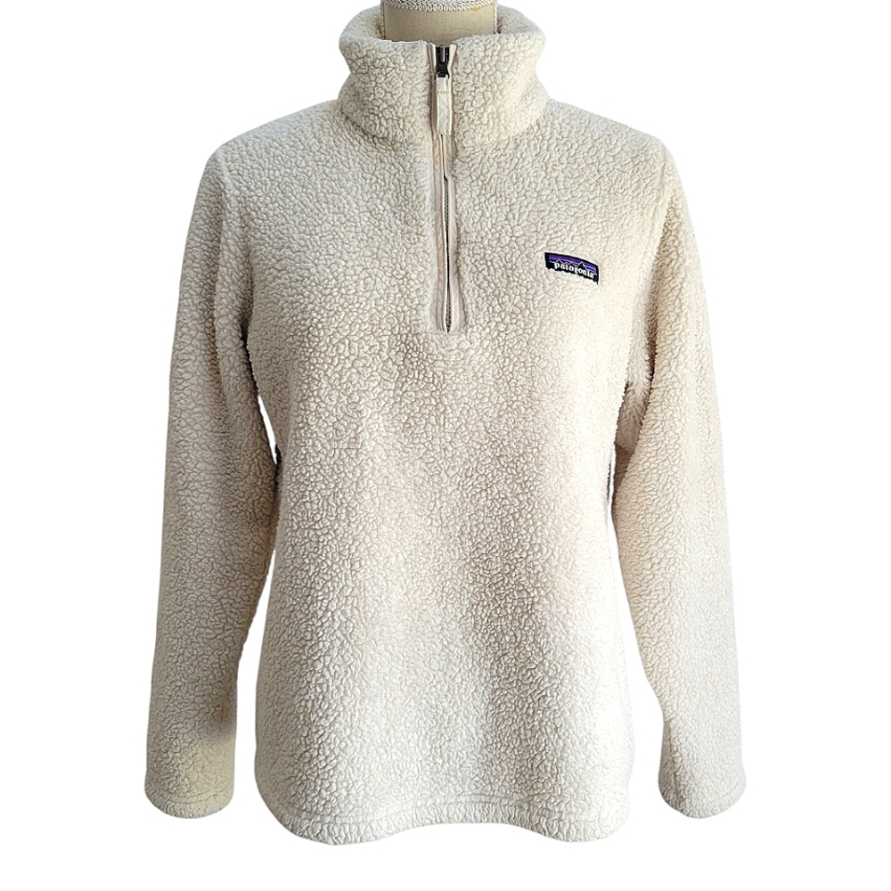 Patagonia Los Gatos Fleece Pullover Quarter Zip Ivory Cream Size M